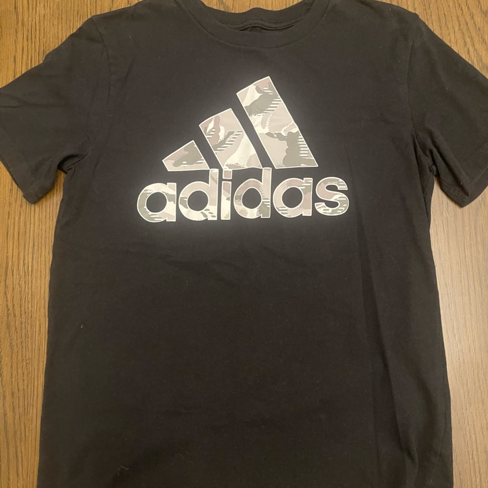Adidas Black Tee with Gray Camo Logo